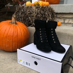 NWB Black lace up Nine West booties
